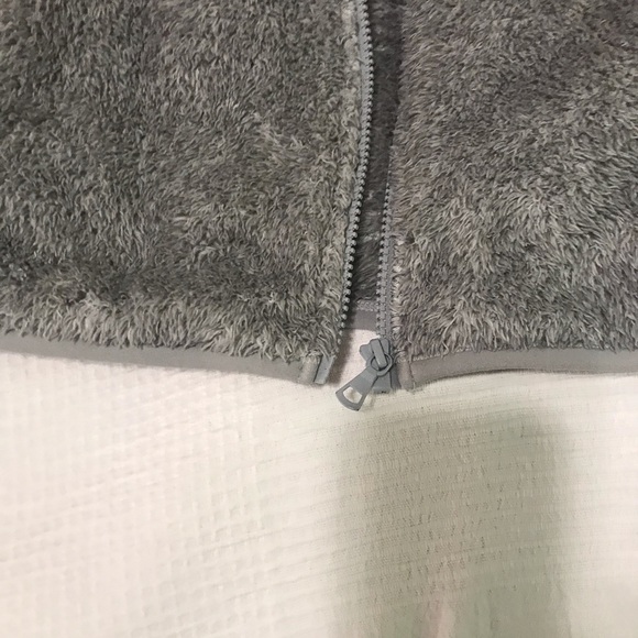 Grey Fuzzy Zipper up Sweater - Picture 6 of 9